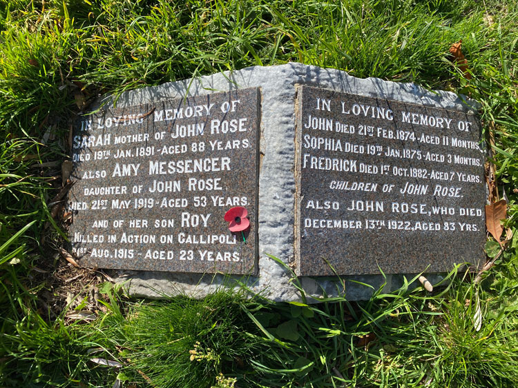 The Rose Family Headstone in Wellington's Bolton Street Cemetery.