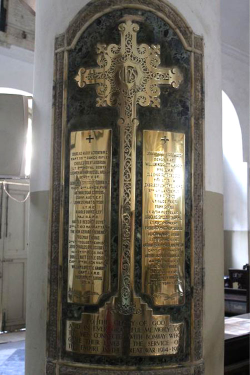 The First World War Memorial in St. Thomas' Cathedral, Mumbai