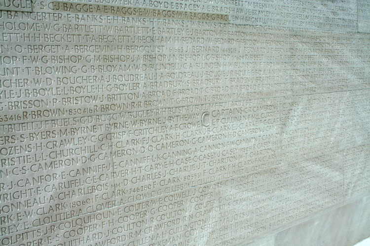 Dedication on the Vimy Memorial